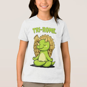 T-shirt En Tri-matière Tri-Rome Zen Triceratops : Yoga de dinosaure migno
