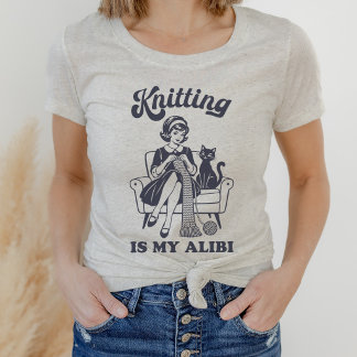 T-shirt En Tri-matière Tricot Drôle Est Mon Alibi Chat Noir Rétro
