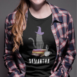 T-shirt En Tri-matière Tricoter ou traiter moderne Chat noir femmes Hallo