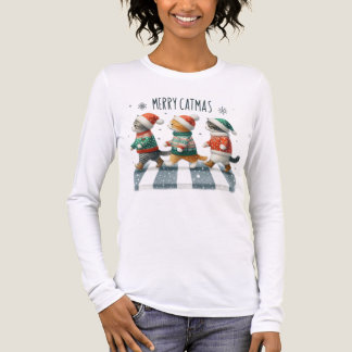 T-SHIRT  EN TRI-MATIÈRE TROIS CHATS DE NOËL ADORABLES ET GAI