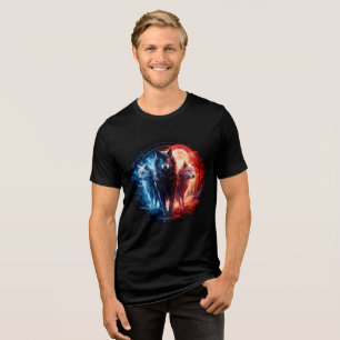 T-shirt En Tri-matière Trois loups élémentaires sous la pleine lune