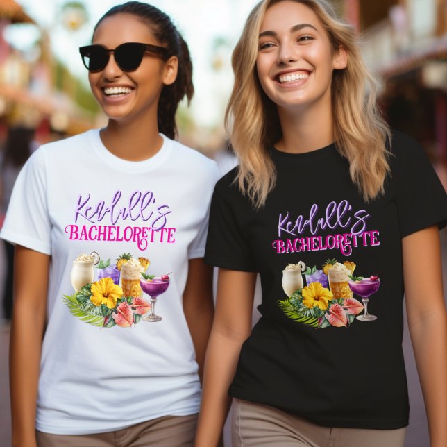T-shirt En Tri-matière Tropical Drinks Personalized Bachelorette T-shirt (Créateur téléchargé)