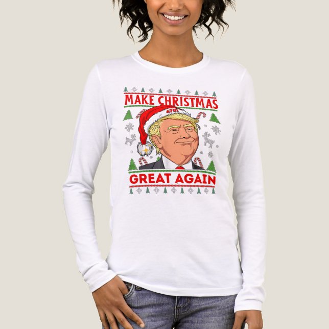 T-shirt En Tri-matière Trump Merry Christmas Shirt, Donald Trump Women (Recto)
