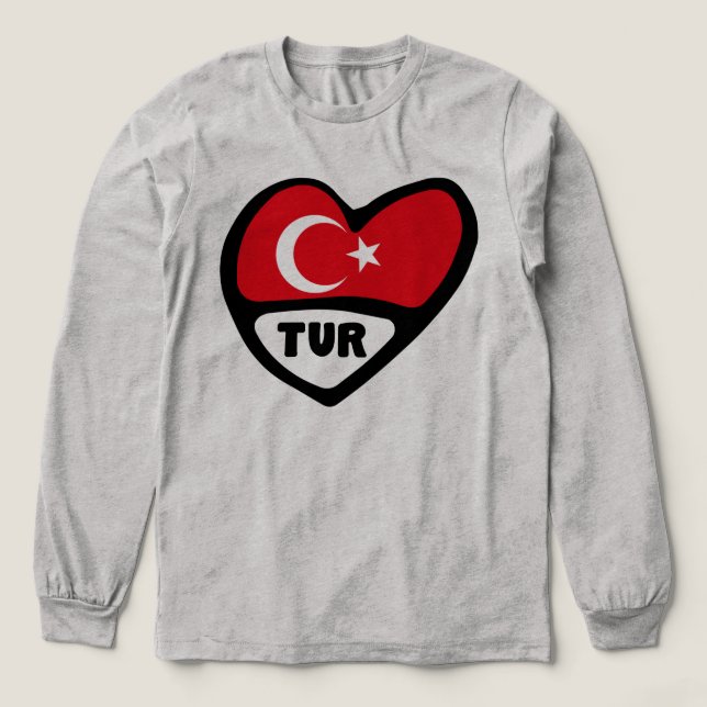 T-shirt En Tri-matière Turquie Coeur Drapeau TUR Code du pays (Motif devant)