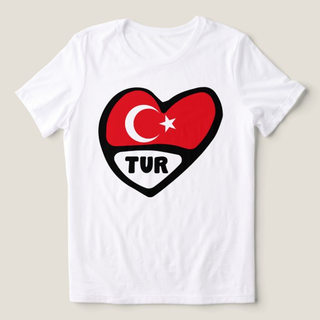 T-shirt En Tri-matière Turquie Coeur Drapeau TUR Code du pays (Design Recto)