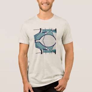 T-shirt En Tri-matière Turquoise Gris Noir Swiling MCM Look Motif géométr