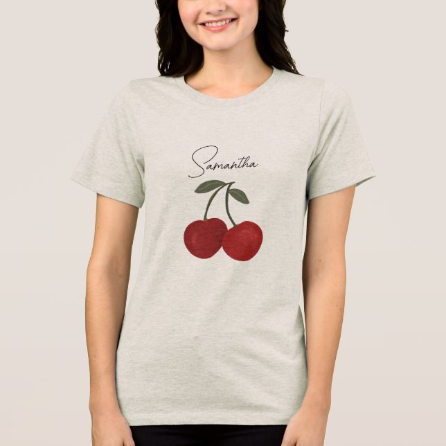 T-shirt En Tri-matière Two Red Cherries Illustration | Cute Fruit Art  (Recto)