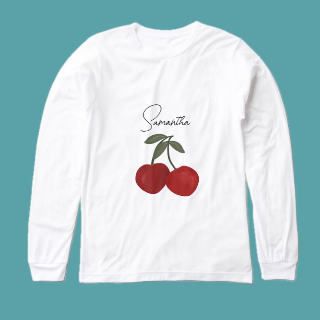 T-shirt En Tri-matière Two Red Cherries Illustration | Cute Fruit Art  (Créateur téléchargé)
