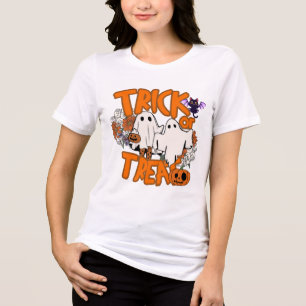 T-shirt En Tri-matière Typographie Citrouille de Halloween Trick ou Treat