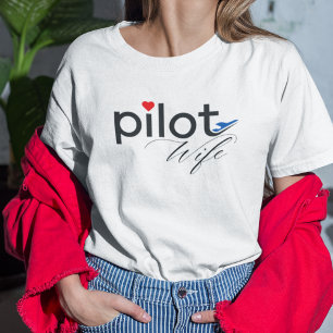 T-shirt En Tri-matière Typographie de la femme pilote et avion Simple, mi