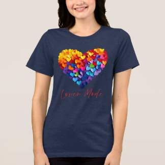 T-shirt En Tri-matière Typographie de mode amoureuse Cœur de pétales colo