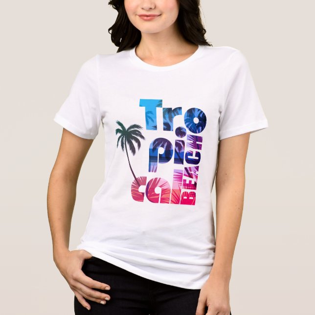 T-shirt En Tri-matière Typographie de plage tropicale moderne (Recto)