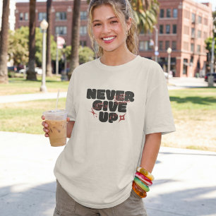 T-shirt En Tri-matière Typographie Inspirante Ne Jamais Abandonner