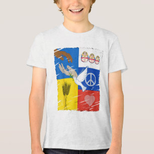 T-shirt En Tri-matière Ukraine Russie La colombe de la paix Amitié interc