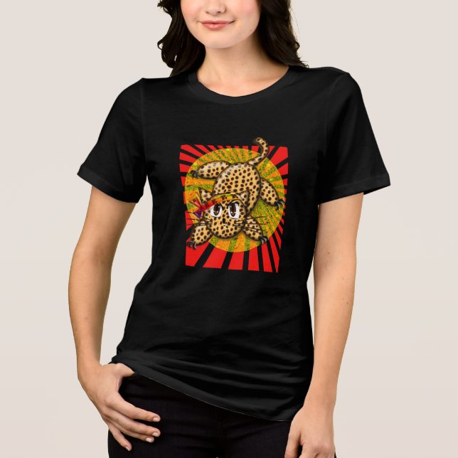 T-shirt En Tri-matière Ultra mignonne Anime Leopard Kitty Rainbow HeadBan (Recto)