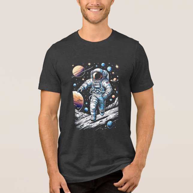 T-shirt En Tri-matière Un astronaute courant sur la lune (Recto)