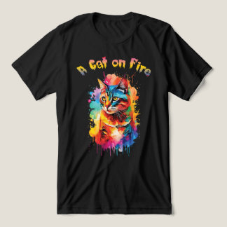 T-shirt En Tri-matière un chat en feu