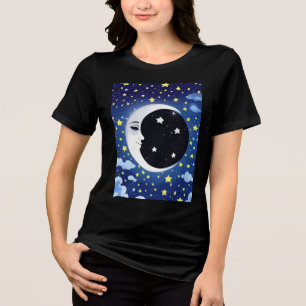 T-shirt En Tri-matière Un homme dans la lune sur un Arrière - plan étoilé