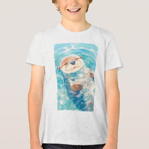 T-shirt En Tri-matière Un monde aquatique avec une loutre mignonne