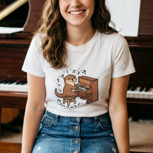 T-shirt En Tri-matière Une loutre adorable jouant du piano