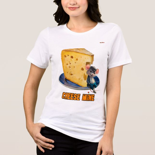 T-shirt En Tri-matière Une souris de dessin animé appuyée sur un fromage  (Recto)