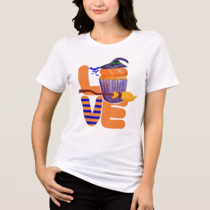 T-shirt En Tri-matière Unique Halloween Cupcake Stacked Love Split Text