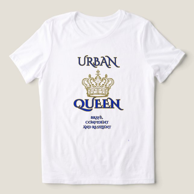 T-SHIRT  EN TRI-MATIÈRE URBAN QUEEN BRAVE , CONFIDENT WOMEN'S WHITE/BLUE (Design Recto)