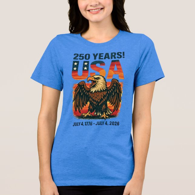 T-shirt En Tri-matière USA 250 Years - Patriotic Bald Eagle 4 juillet 202 (Recto)