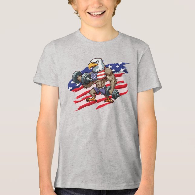 T-shirt En Tri-matière USA/patriotic weightlifting bald eagle (Recto)
