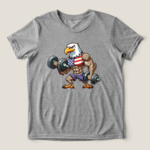 T-shirt En Tri-matière USA/patriotique haltérophilie aigle chauve