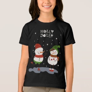 T-shirt En Tri-matière Vacances de Noël Holly Jolly Winter Snowman