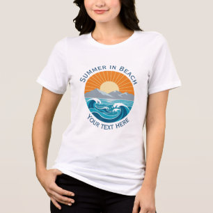 T-shirt En Tri-matière Vacances d'été à la plage avec soleil et vague d'o