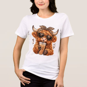 T-shirt En Tri-matière Vache des Highlands mignonne impression léopard am