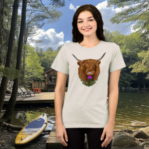 T-shirt En Tri-matière Vache écossaise des Highlands Thistle celtique vio