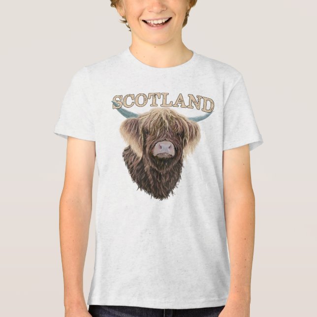T-shirt En Tri-matière Vache écossaise Highland avec Slogan écossais (Recto)