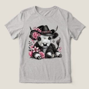 T-shirt En Tri-matière Vache Highland avec Casquette Floral