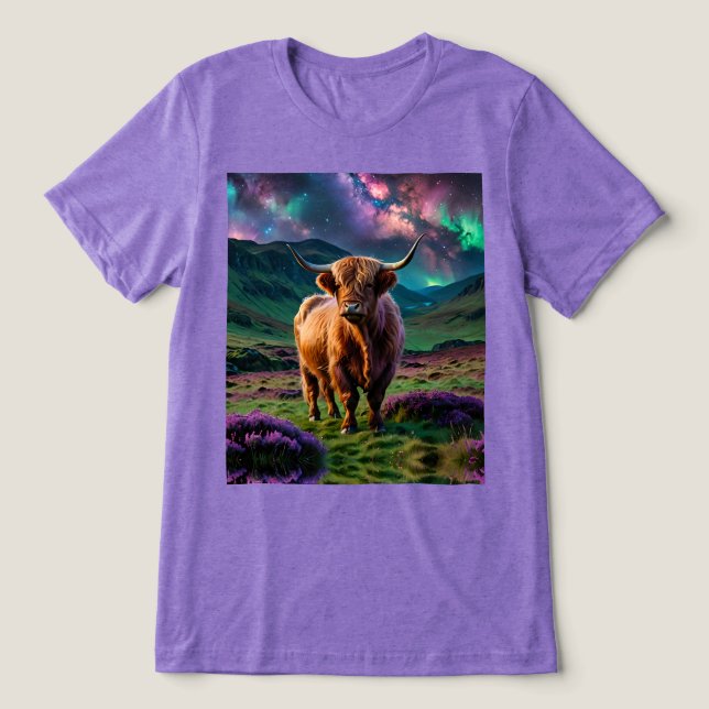 T-shirt En Tri-matière Vache Highland Under The Stars (Design Recto)