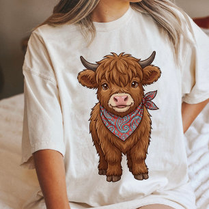T-shirt En Tri-matière Vachette Highland adorable avec un bandana Paisley