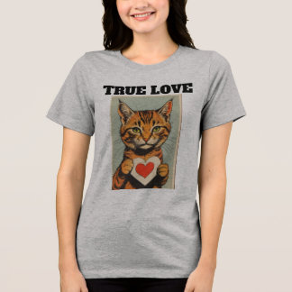 T-SHIRT  EN TRI-MATIÈRE VALENTINE'S DAY TRUE LOVE CAT T-SHIRT
