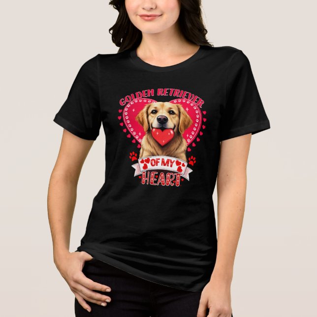 T-shirt En Tri-matière Valentine's jour golden retriever maman amoureux d (Recto)