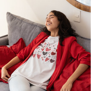 T-shirt En Tri-matière Valentines Thème Coeurs rouges