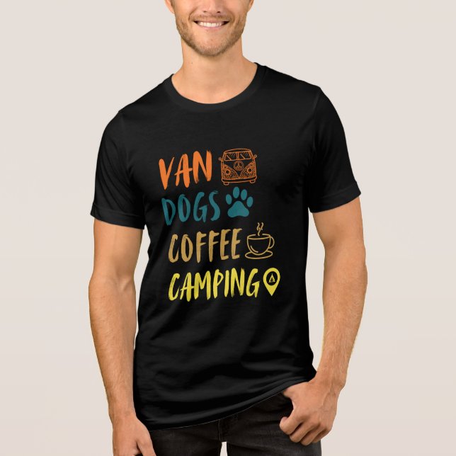T-shirt En Tri-matière Van, Chiens, Café, Camping Funny Cute Tee (Recto)