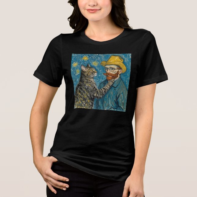 T-shirt En Tri-matière Van Gogh Style Portrait with Cat (Recto)
