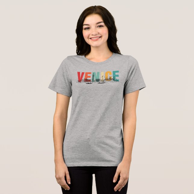 T-shirt En Tri-matière Venise Texte avec Skyline (Recto plein)