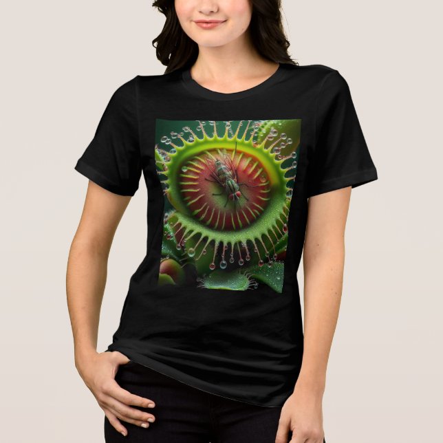 T-shirt En Tri-matière Vénus Flytrap Floral Vert et Rouge (Recto)