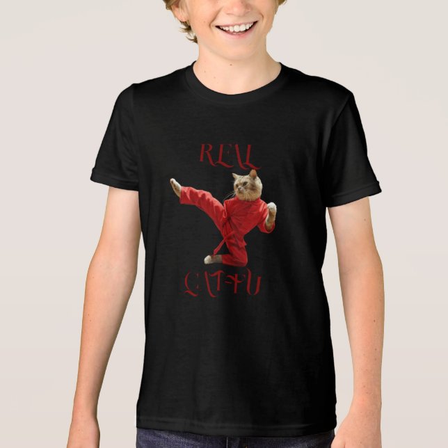 T-SHIRT  EN TRI-MATIÈRE VÉRITABLE CAT-FU (Recto)