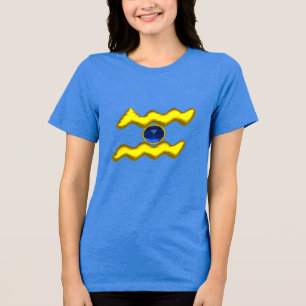T-SHIRT EN TRI-MATIÈRE VERSEAU /ZODIAQUE D'ANNIVERSAIRE EN OR BIJOU