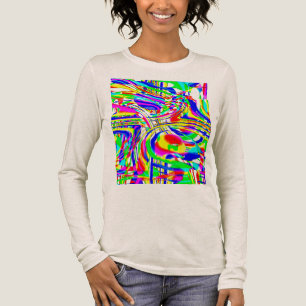 T-shirt En Tri-matière Vert Rouge Jaune Bleu Spaghetti Art Abstrait