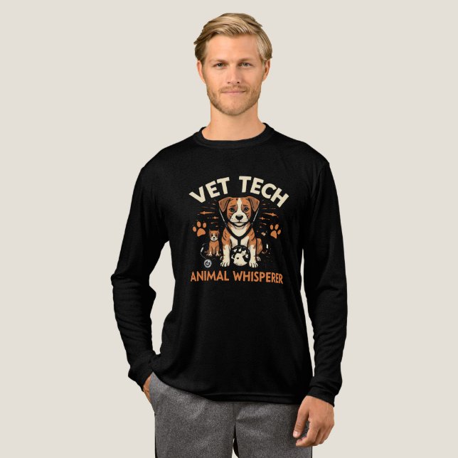 T-shirt En Tri-matière Vet Tech Animal Whisperer mignet Chiot Stethoscope (Recto complet)