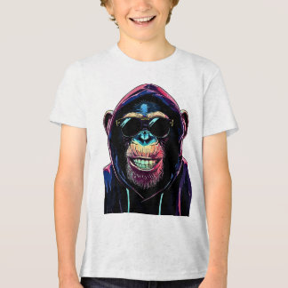 T-shirt En Tri-matière Vibe Néon – Chimpanzé Stylé en Capuche et Lunettes